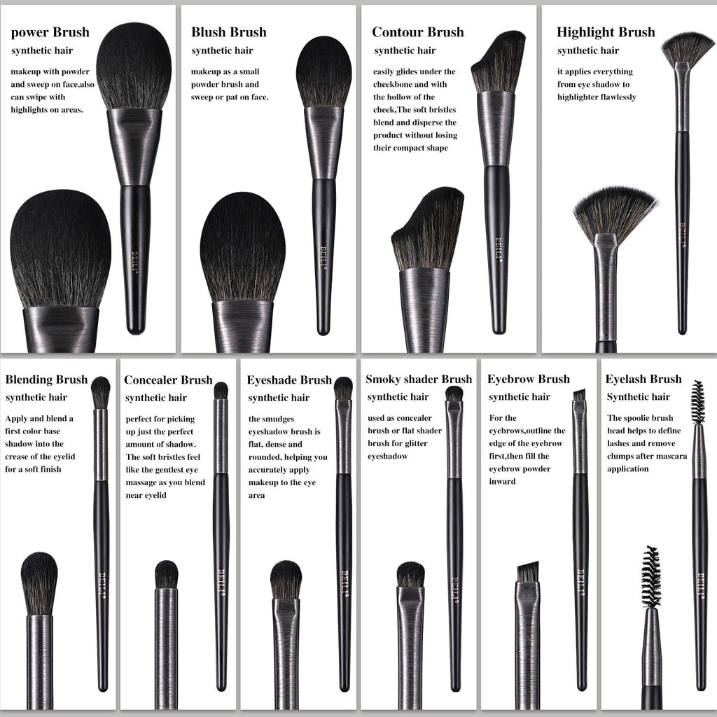 High-quality Makeup Brushes With Wooden Handles, Premium Natural 10pcs Makeup Brushes.