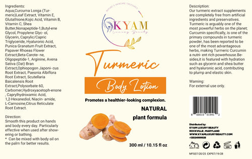 KYAM Turmeric Body Lotion: Natural Radiance & Hydration