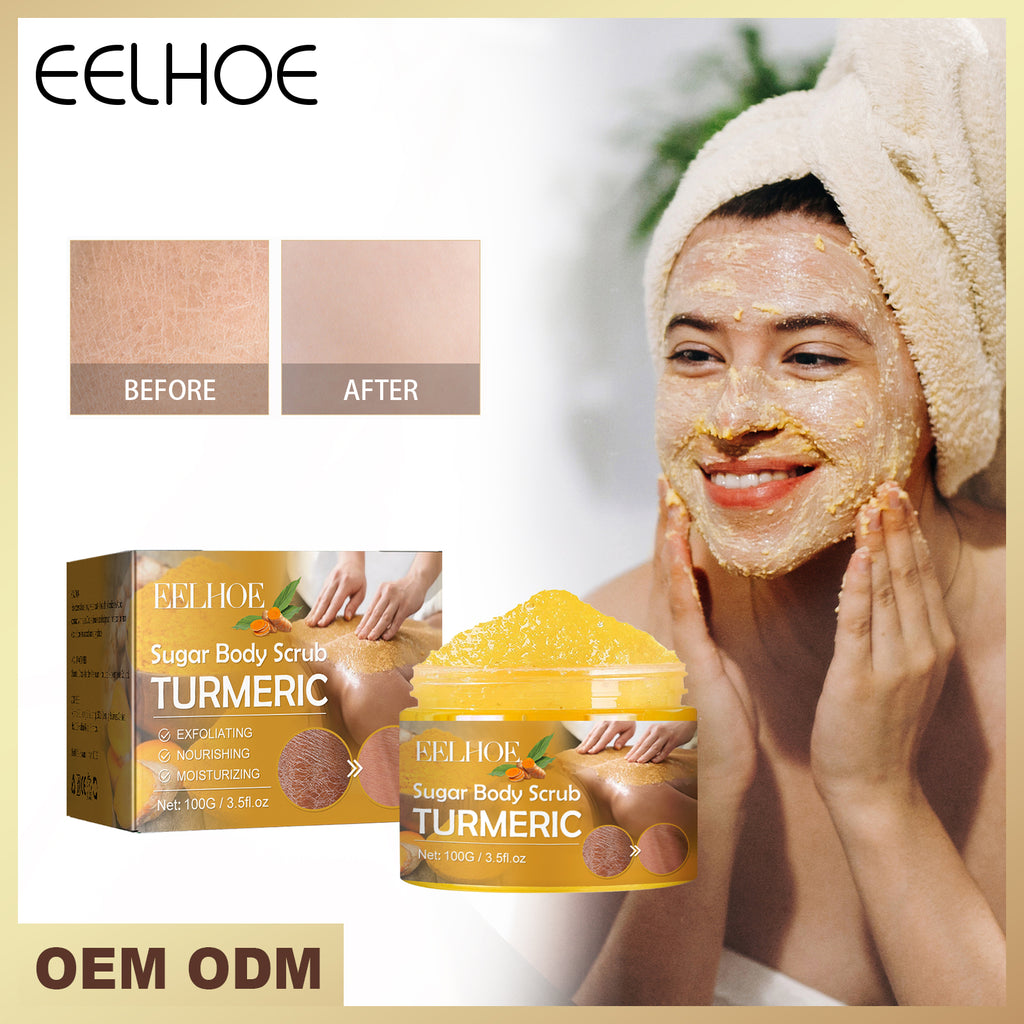 EELHOE Turmeric Body Scrub Lightens Acne Marks, Moisturizes, Refreshes, Smoothes, Rejuvenates, Cleanses & Exfoliates Body Scrubs