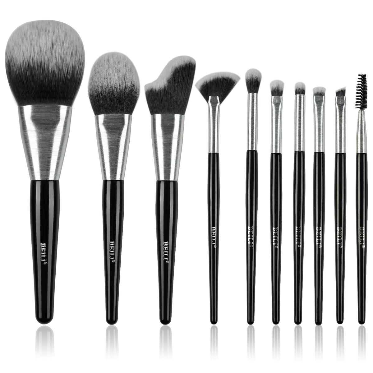 High-quality Makeup Brushes With Wooden Handles, Premium Natural 10pcs Makeup Brushes.